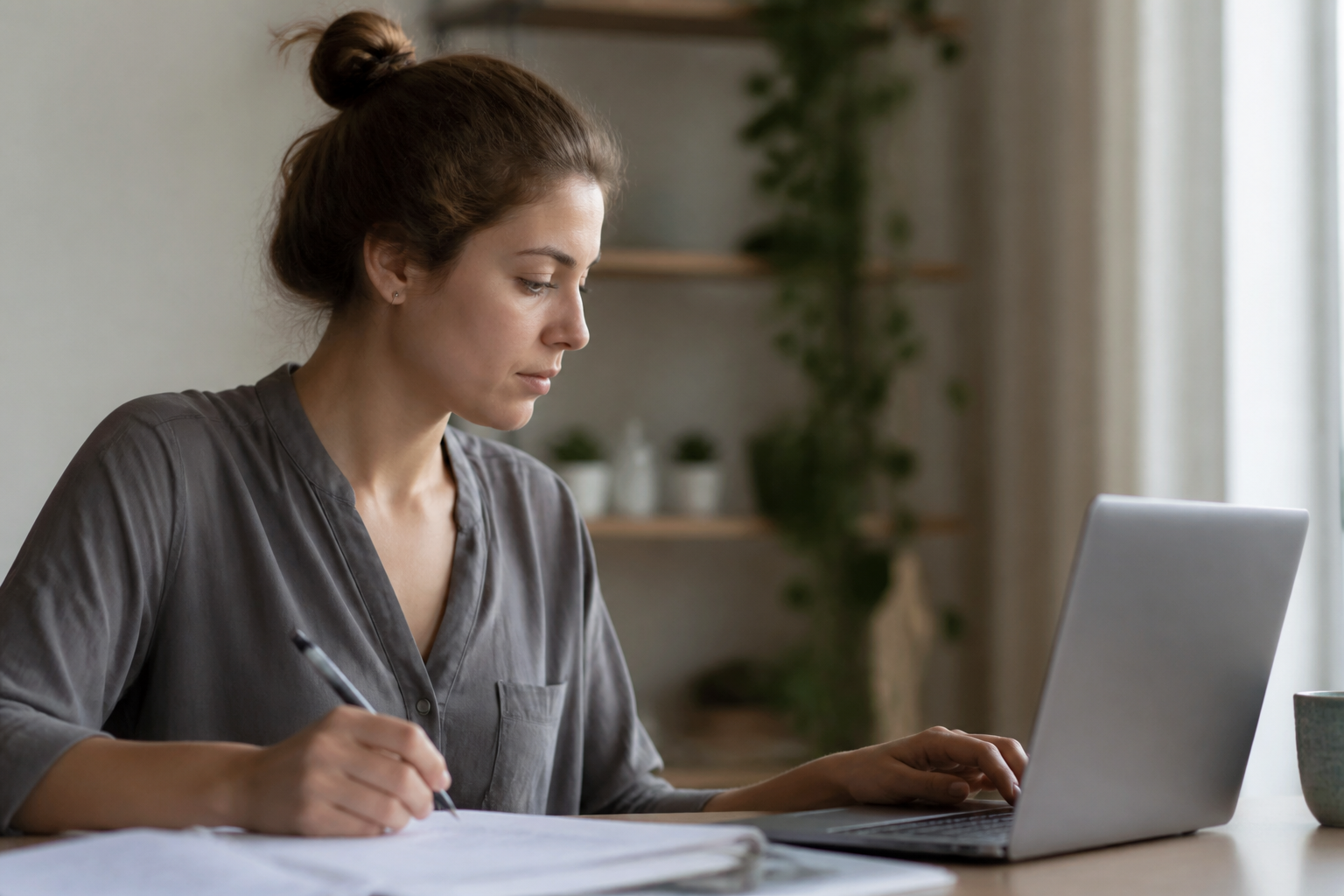 Dossier d'inscription pos&eacute; sur une table en bois : formulaire papier, stylo et attestation d'assurance.